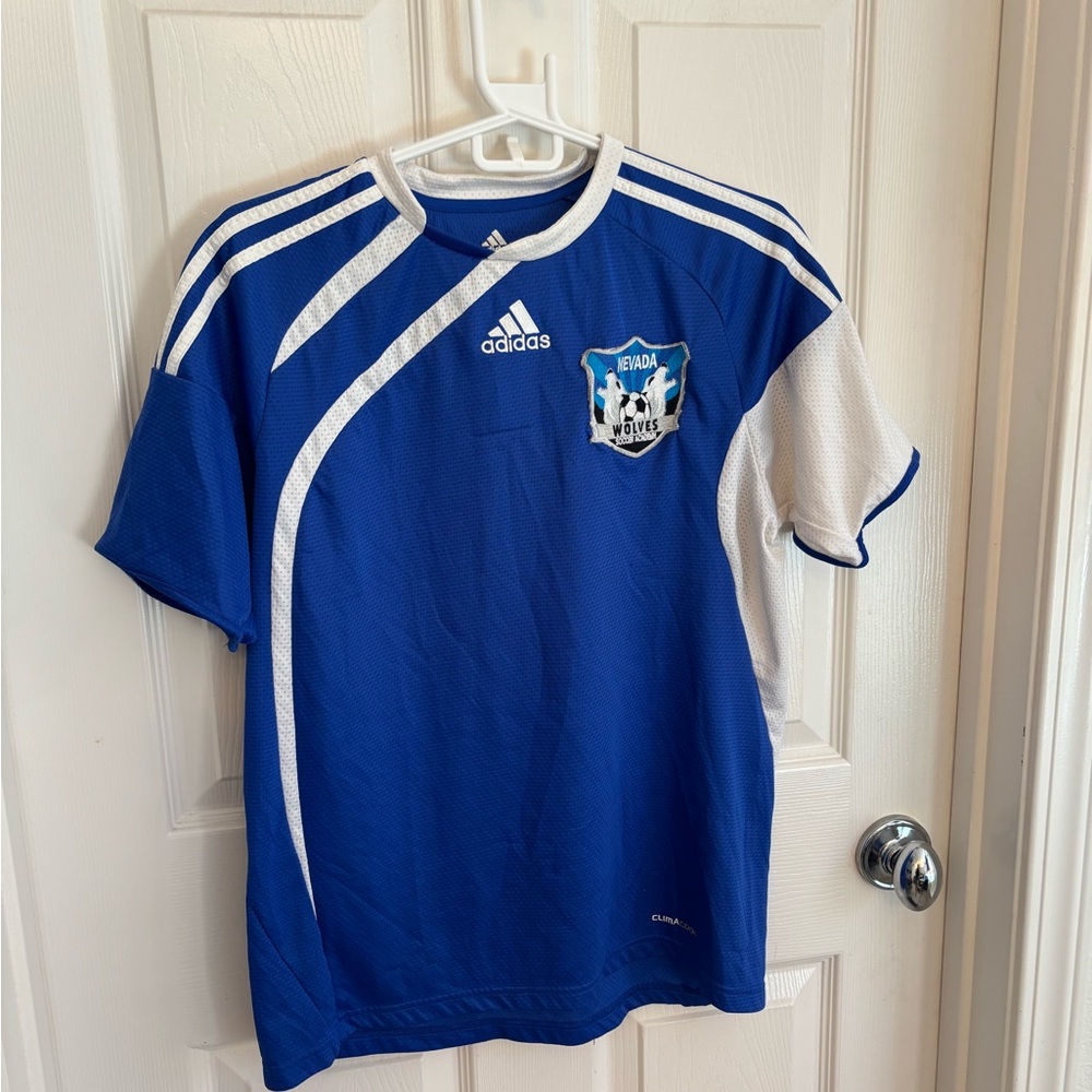 adidas Blue White Soccer Jersey Nevada Wolves Size Youth X Large